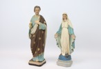 Jesus och Maria, figuriner, ett par, gips.