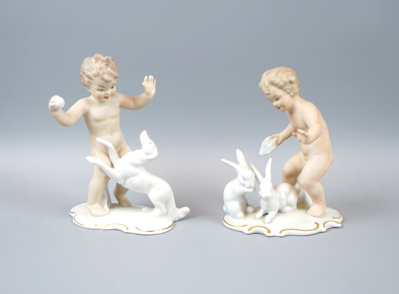 Figuriner, 2 st, porslin, Wallendorf, Tyskland.