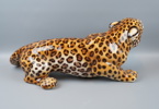 Figurin, porslin, leopard.