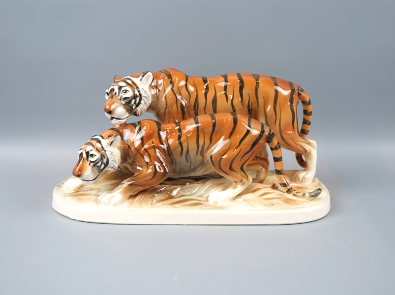 Figurin, tigrar, porslin.