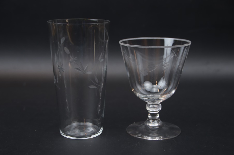 Glas, 8+6 st, etsad dekor.