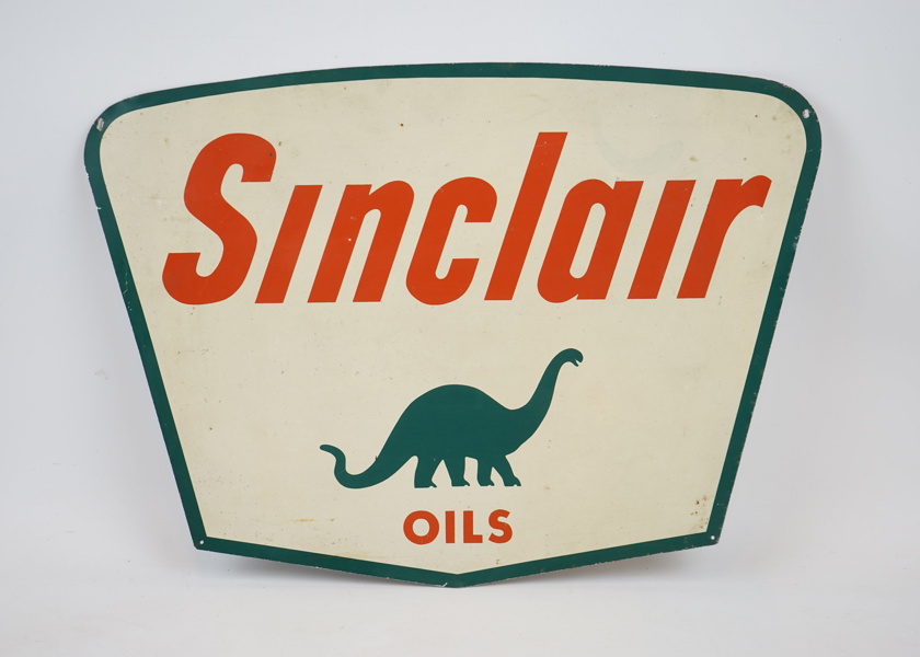 Skylt, aluminium, ''Sinclair Oils''.