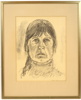 Bente Bjerregaard, självporträtt, blyerts, signerad, 1977.