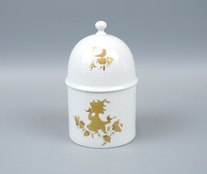 Björn Wiinblad, burk med lock, porslin, ''Romanze'', Studio-linie, Rosenthal.