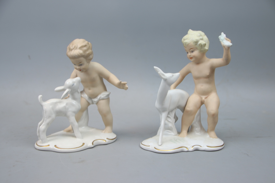 Figuriner, 2 st, porslin, Wallendorf.