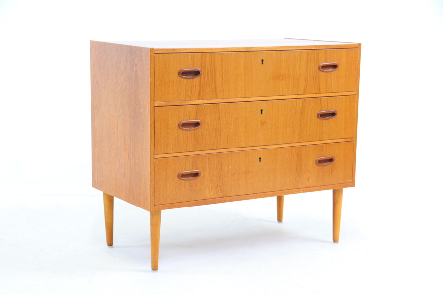 Byrå, 3 lådor, teak, 1900-tal.