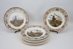 Mattallrikar, 8 st, stengods, "Mason´s Game Birds", Mason´s, England.