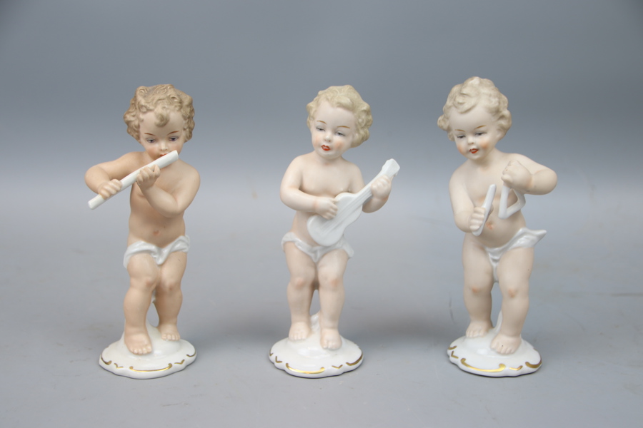 Figuriner, 3 st, porslin, Wallendorf.