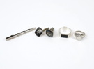 Ringar, manschettknappar och slipsnål, silver.