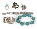 Armband, ring m.m 5 delar, delvis turkoser/metall.