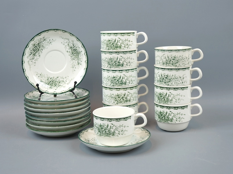 Kaffeservis, 10 delar, porslin, ''Grön Anna'', Rörstrand.
