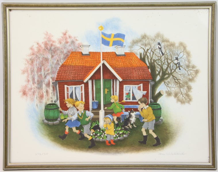 Ilon Wikland, "Alla vi barn i Bullerbyn", litografi 242/310, signerad.