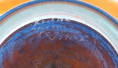 Kjell Engman, skål på fot, glas, ''Can Can'', Artist Collection, Kosta Boda, signerad. 
