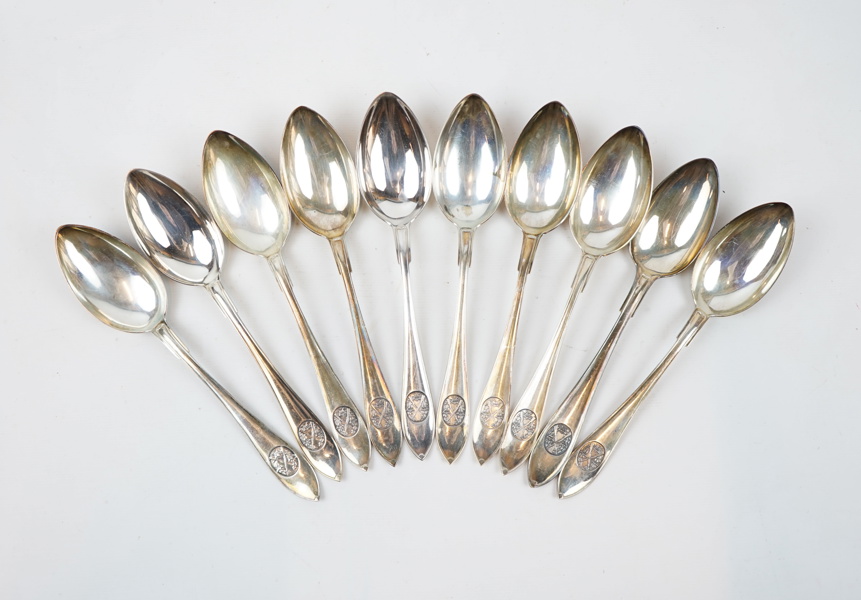 Matskedar, 10 st, silver, ''Svensk spets''.