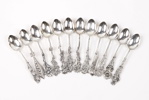 Moccaskedar, 12 st, silver, ''Svenska floran''.