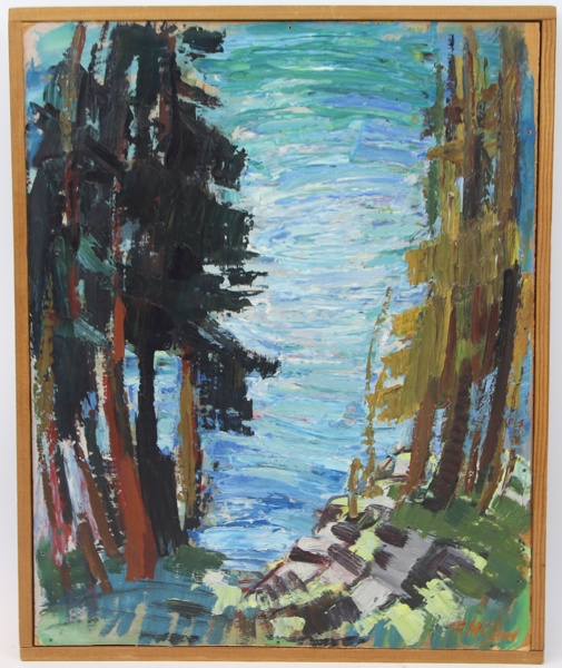 Gustav Höglund, "Skogssjö, Västmanland", olja på pannå, signerad.