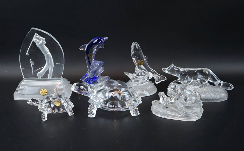 Figuriner, 7 delar, glas, Cristal d'Arques, Frankrike.