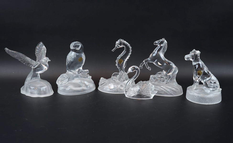 Figuriner, 6 delar, glas, Cristal d'Arques, Frankrike.