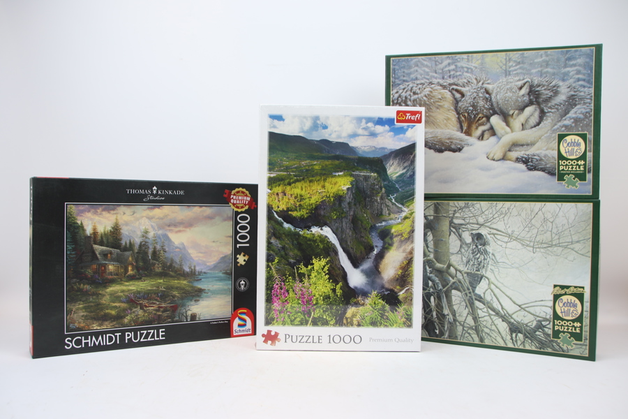 Pussel, 4 st á 1000 bitar, bl.a Schmidt Puzzle.