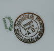 Askfat, skrin och miniatyrvas, porslin, Limoges, Frankrike.