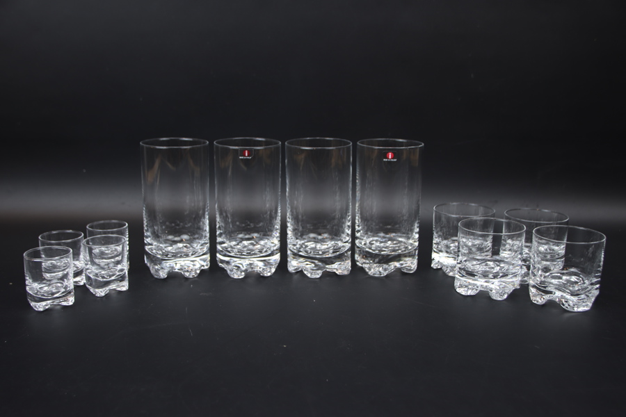 Tapio Wirkkala, glas, 12 st, 3 olika modeller, Gaissa, Iittala.