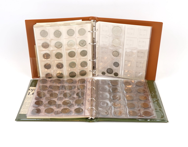 Myntsamling, Sverige, album, koppar/järn, silver i ett album.