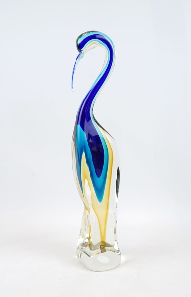 Oscar Zanetti, skulptur, fågel, glas, signerad, Murano, Italien.