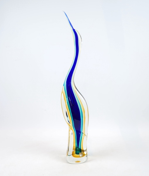 Oscar Zanetti, skulptur, fågel, glas, signerad, Murano, Italien.