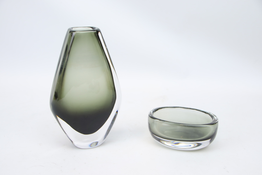 Nils Landberg, vas och skål, glas, Orrefors.