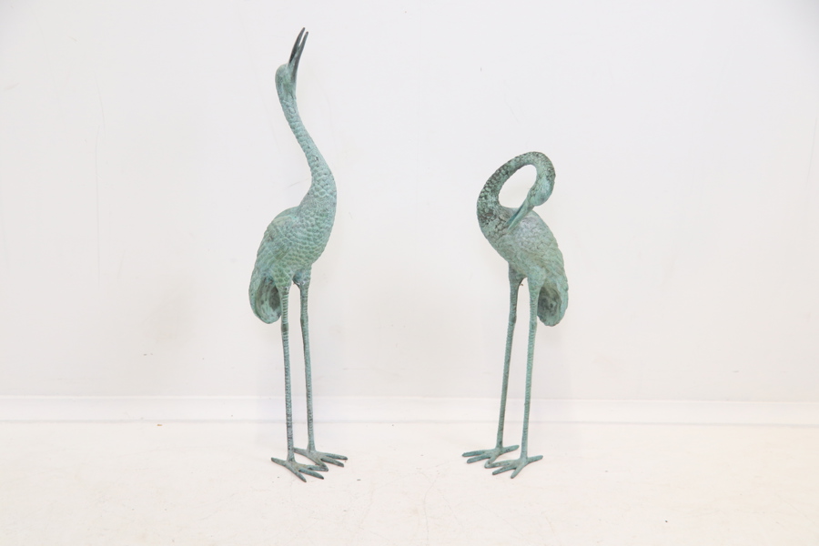 Skulpturer, flamingos, 2 st, metall.