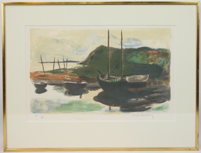 Gustav Rudberg, "Ven skutor", litografi HC 1/20, signerad.