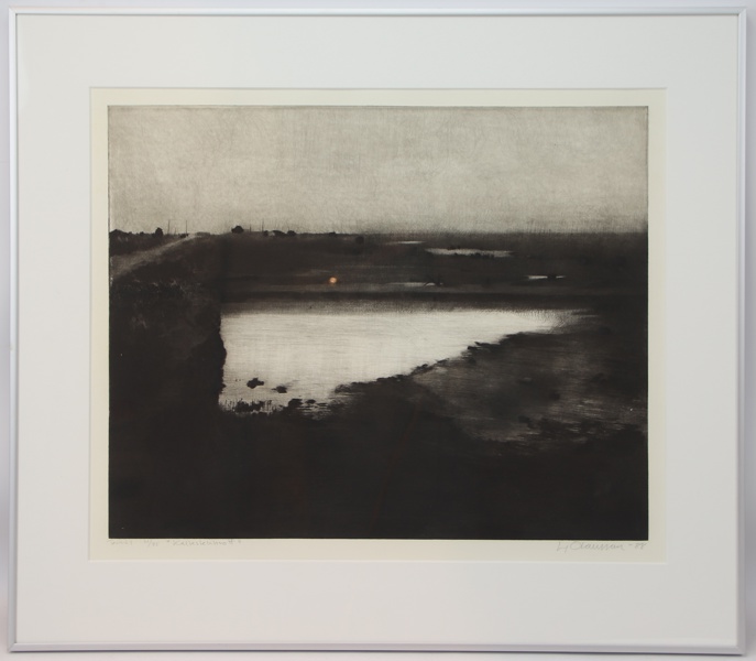 Leif Olausson, "Kalkstenbrott", torrnål 21/75, signerad, 1988.