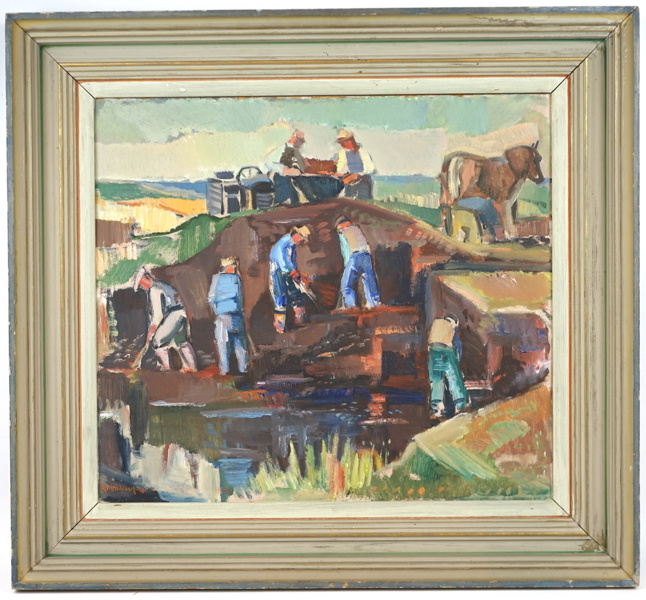 Gerhard Wilhborg, ''I Torvmossen'', olja på pannå, signerad.