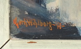 Gerhard Wilhborg, ''I Torvmossen'', olja på pannå, signerad.