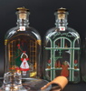 Karaffer, burk och ljusstake, 7 delar, glas, Holmegaard, Danmark.