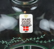 Karaffer, burk och ljusstake, 7 delar, glas, Holmegaard, Danmark.