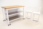 Köksö, trä/metall, "Stenstorp", samt 2 barstolar, trä, "Ingolf", IKEA.