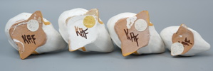 Karl Arthur Fredriksson, figuriner, 4 st, gäss, keramik, Vallis Keramik, monogramsignerade.