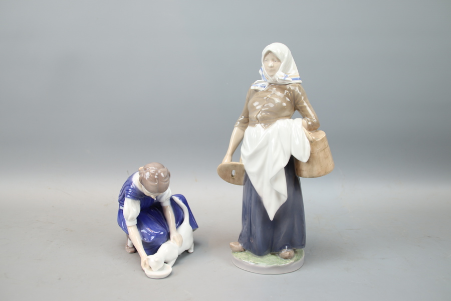 Figuriner, 2 st, porslin, Bing & Gröndahl och Royal Copenhagen.