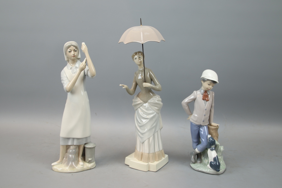 Figuriner, 3 st, porslin, Spanien.