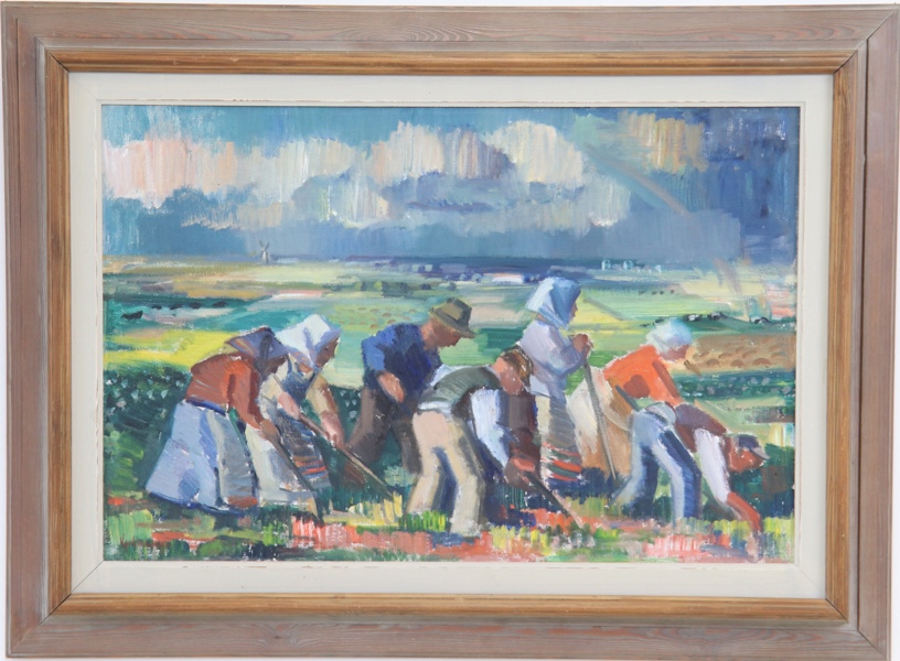 Gerhard Wihlborg, "Bethackare", olja på duk, signerad.