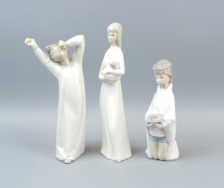 Figuriner, 3 st, porslin, bl.a Lladro, Spanien.