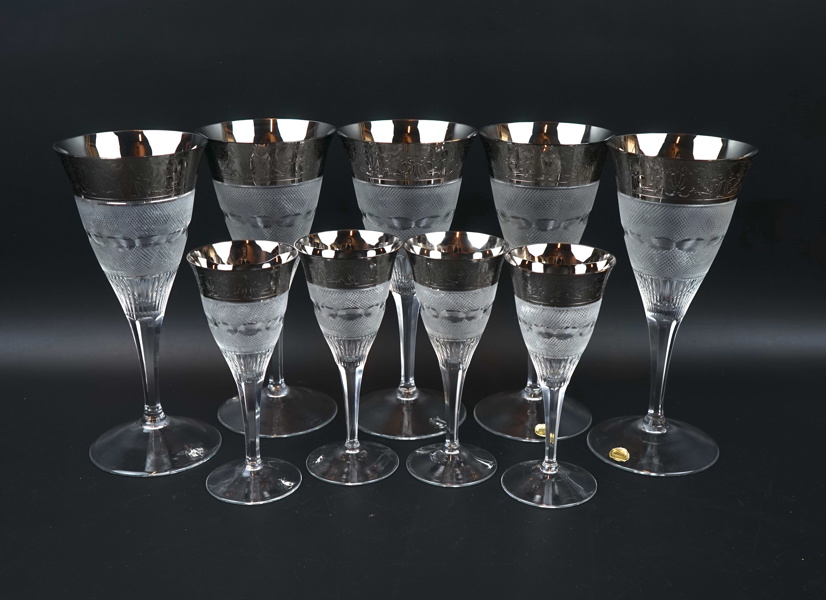 Leo Moser, glasservisdelar, 9 st, glas, ''Splendid'', Tjeckoslovakien.