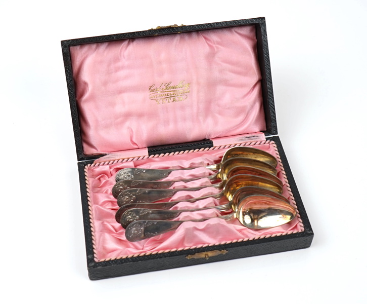 Kaffeskedar, 6 st, silver, 1863.