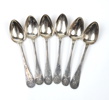 Kaffeskedar, 6 st, silver, 1863.