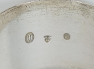 Tårtspadar, äggkoppar och servettring, 5 delar, silver.