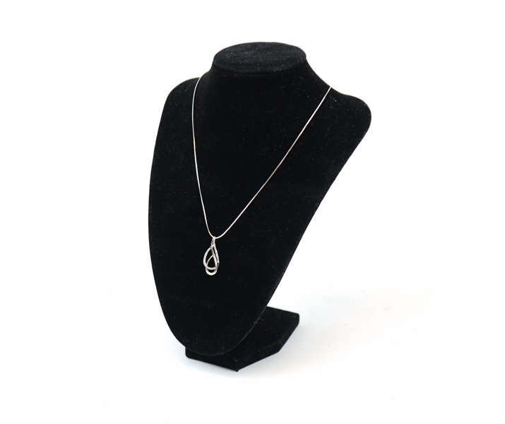 Halskedja med hänge, sterlingsilver 925/glasstenar.