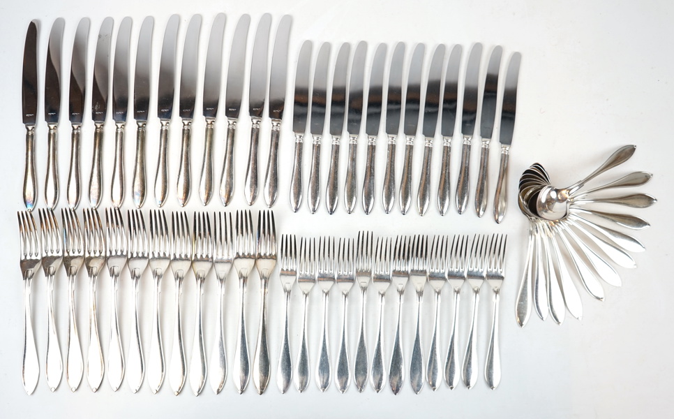 Bestickservis, 36 delar, nysilver, ''Svensk Spets''.