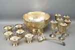 Bålskål m.m, 14 delar, nysilver.