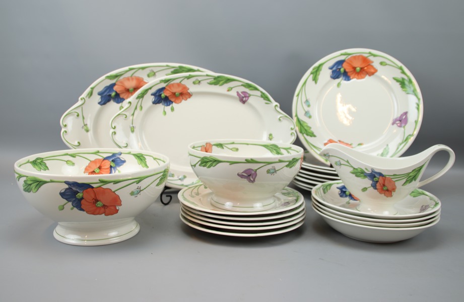 Matservis, 22 delar, porslin, "Amapola", Villeroy & Boch.